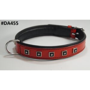 leather dog collar with designer leather crafted motif in # DA455