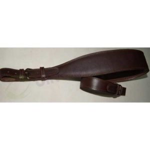 buy genuine leather gun shoulder slings lined with thick cushioned padding for comfort fitted with good quality roller buckles in antique finish with slider leather loops for strap online