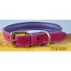 pink leather collar with soft cushioned pad