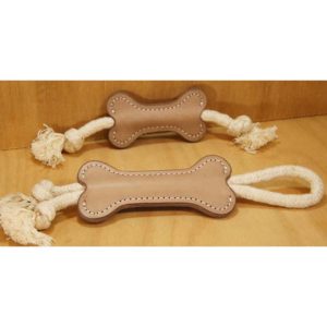 buy pet genuine leather toy bone with rope